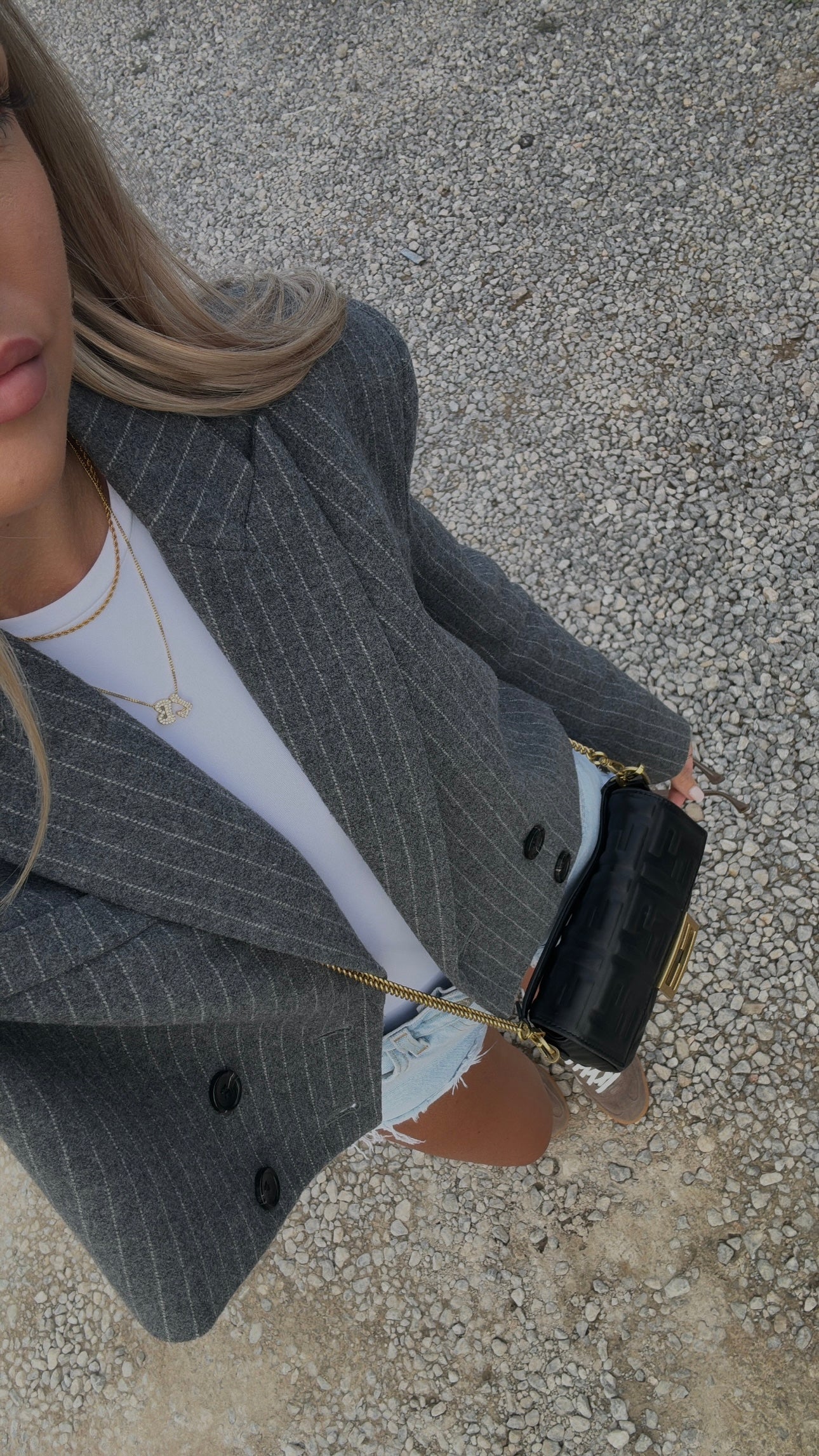 Pinstripe Grey Cropped Blazer