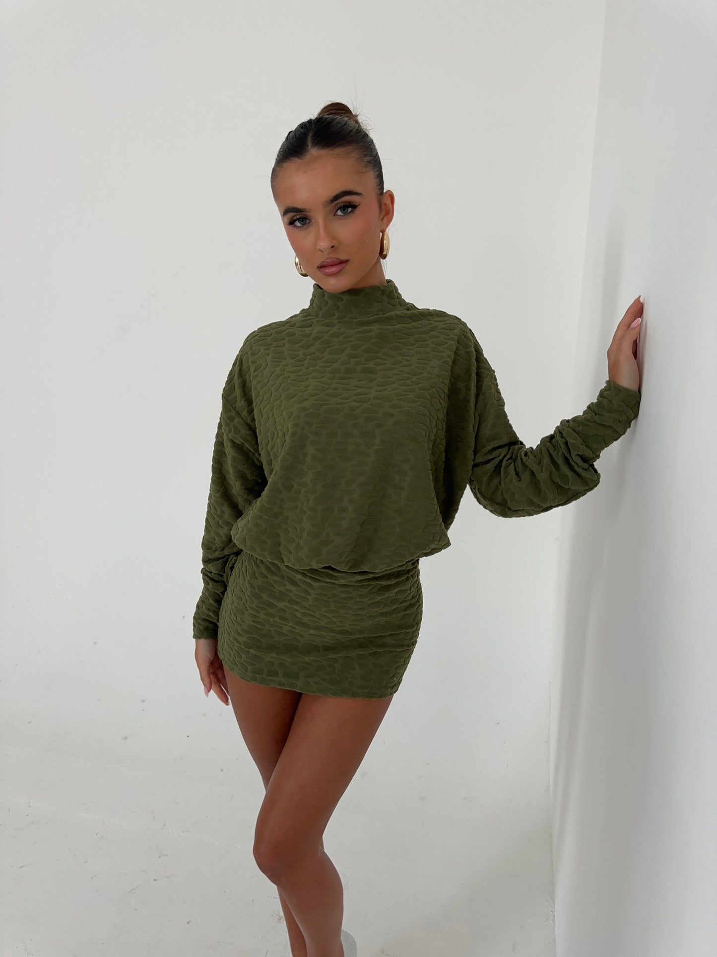 Gigi High Neck Dress - Khaki