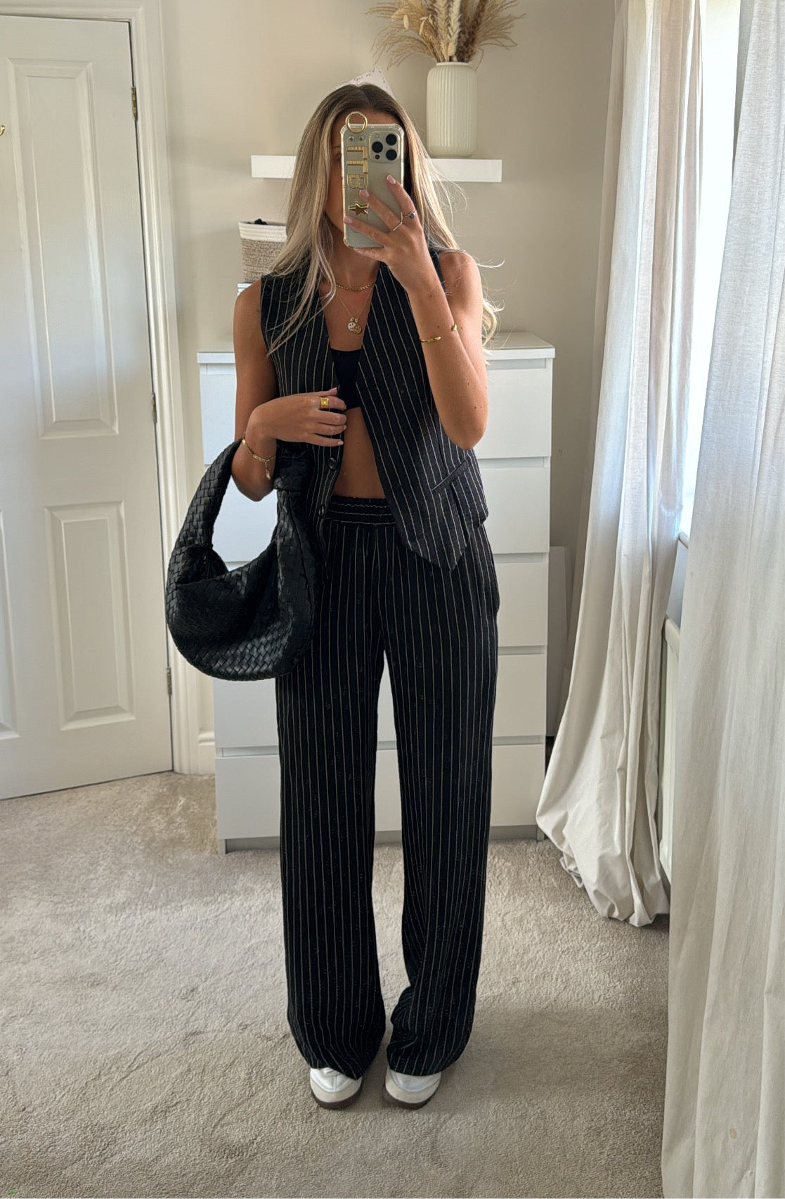 Pinstripe Trouser Suit - Black