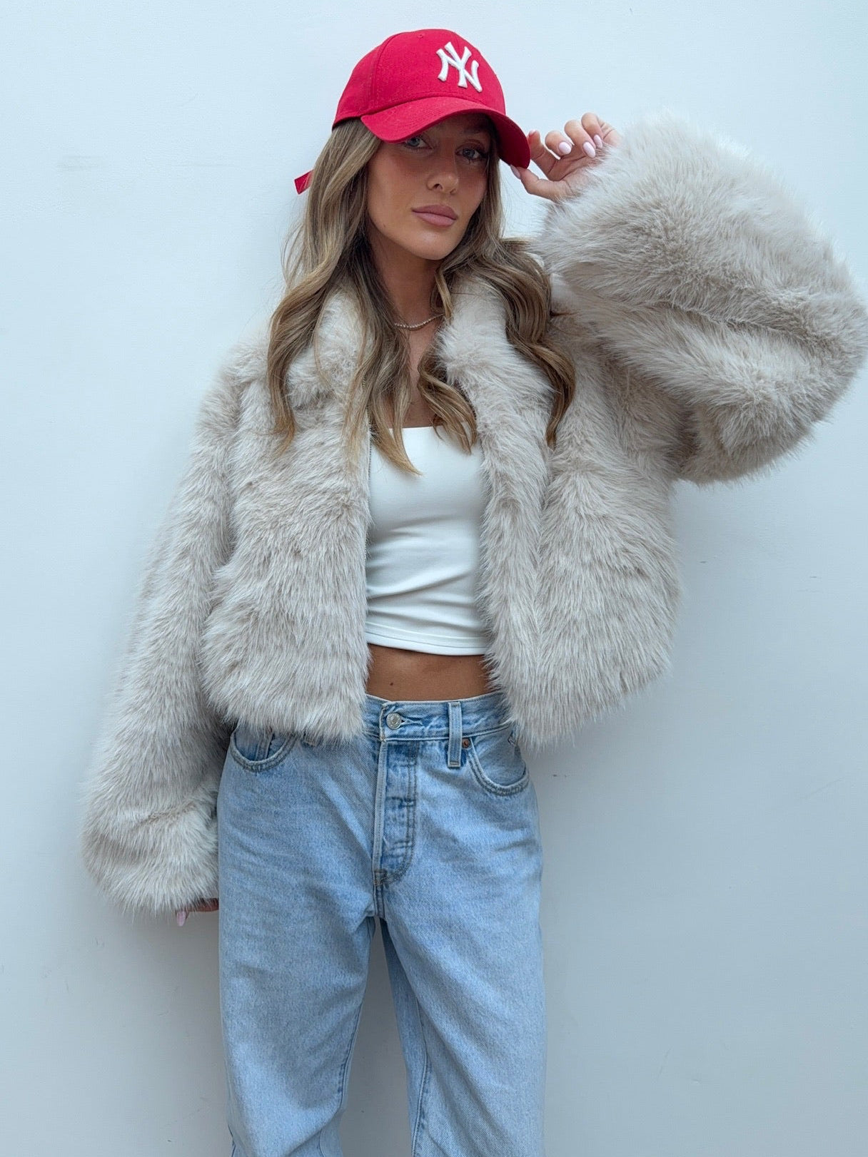 Faux Fur Jacket - Sand