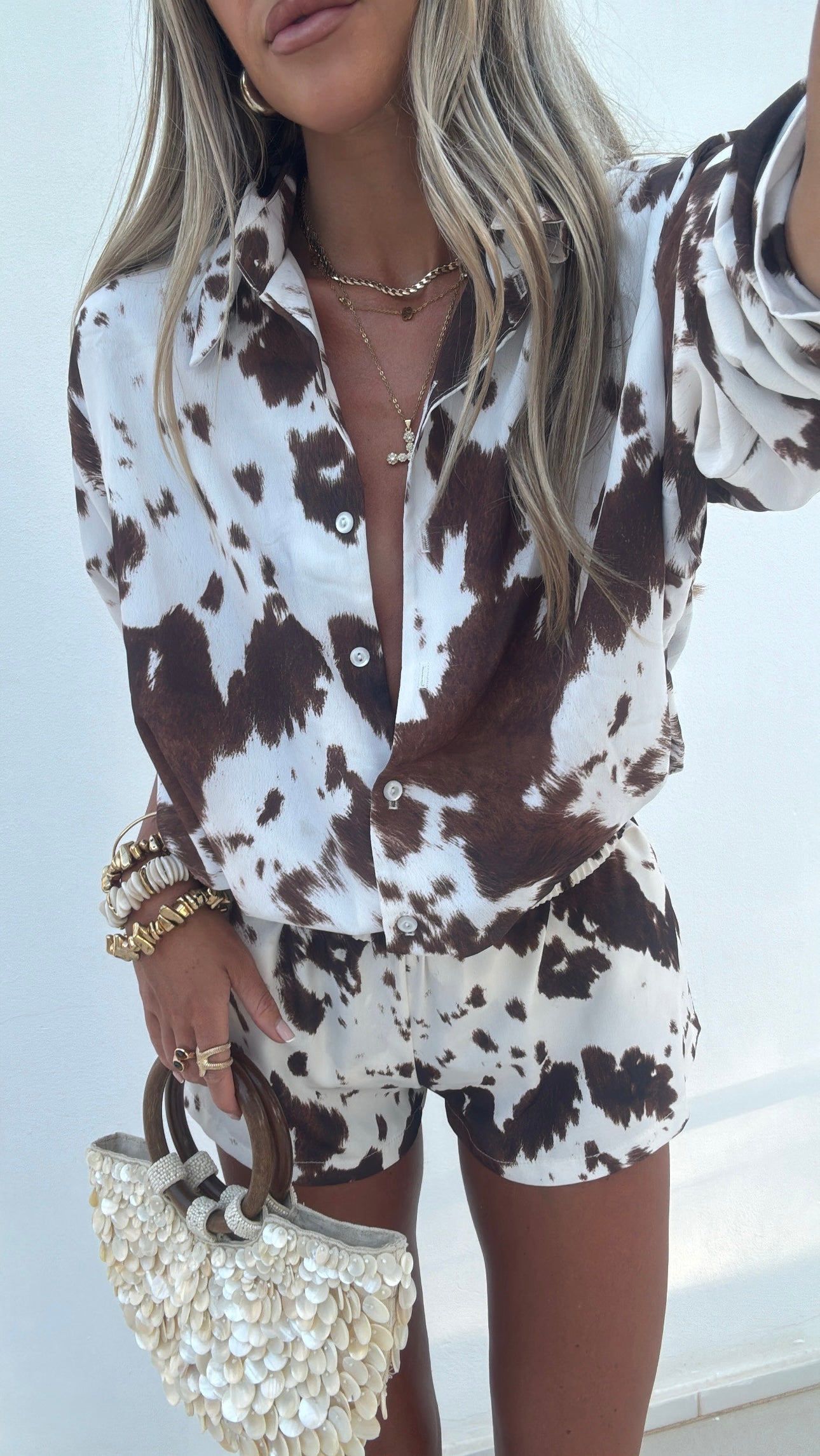 Texas Cow Print Shorts Co-Ord