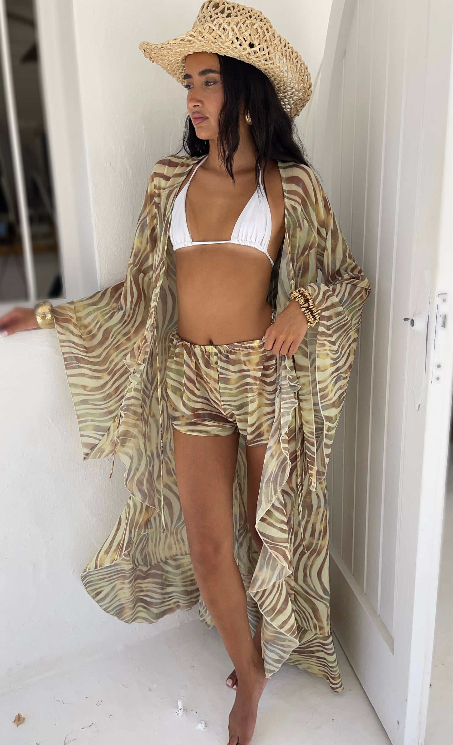 Cello Maxi Kimono/Shorts Co-Ord - Lemon
