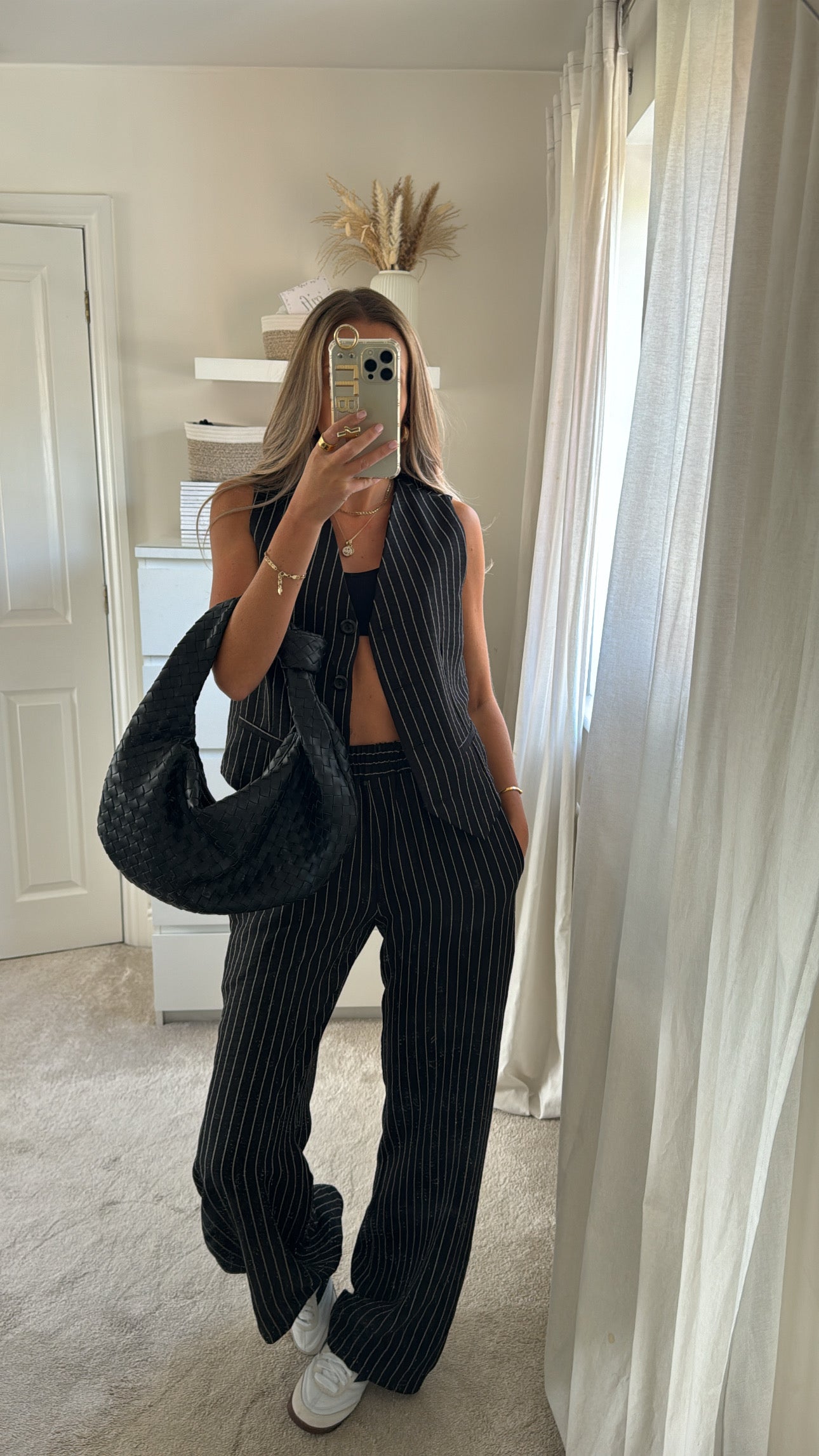 Pinstripe Trouser Suit - Black