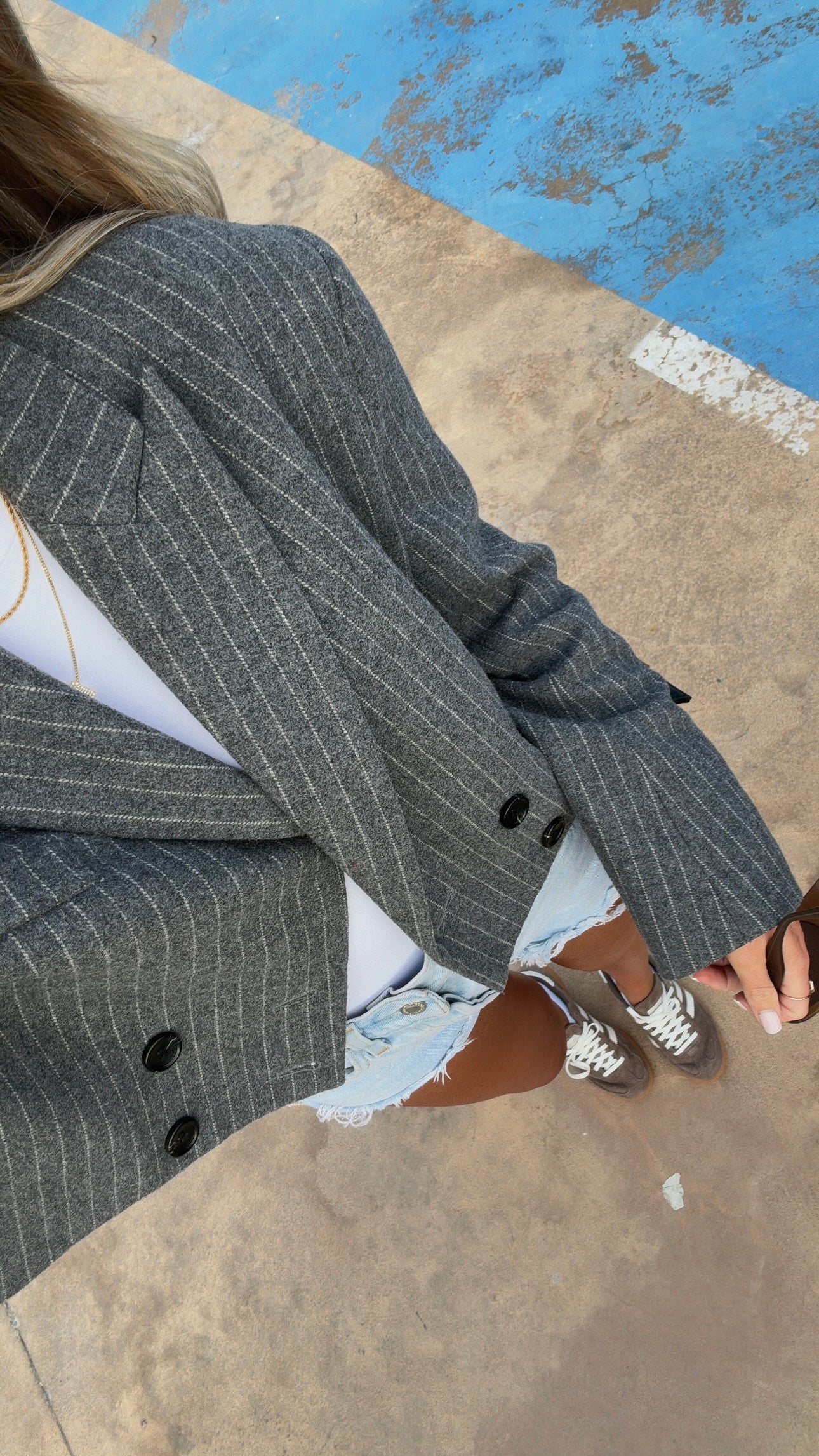 Pinstripe Grey Cropped Blazer