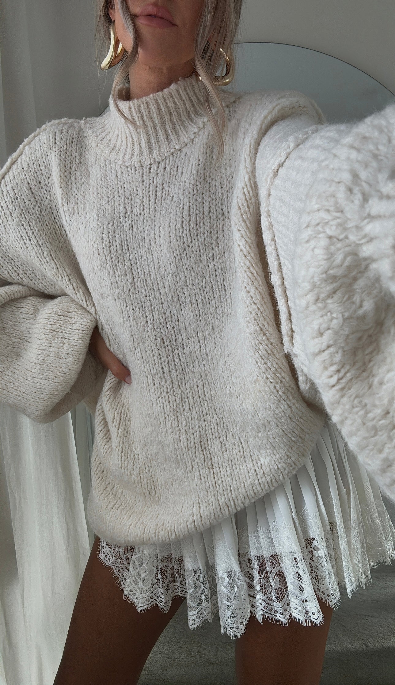 Oversized Knit Jumper - Sand