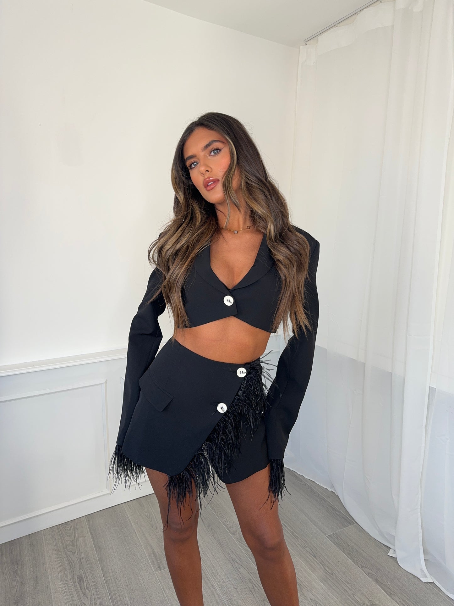 Cindy Feather Skirt - Black