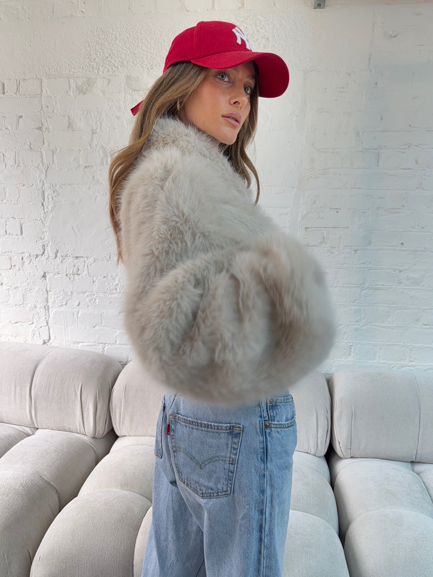 Faux Fur Jacket - Sand