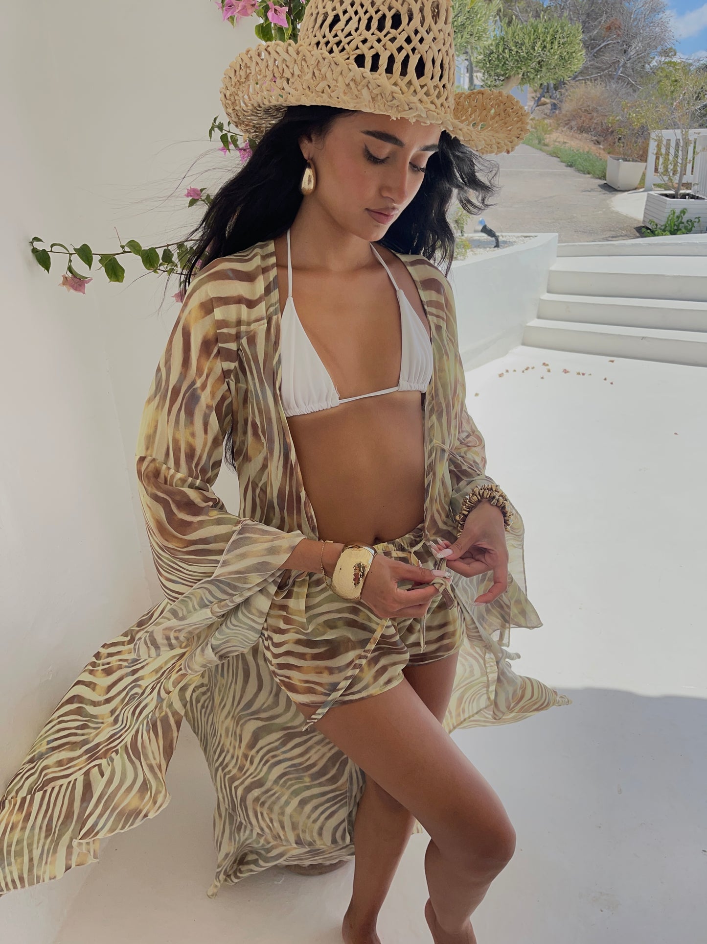 Cello Maxi Kimono/Shorts Co-Ord - Lemon