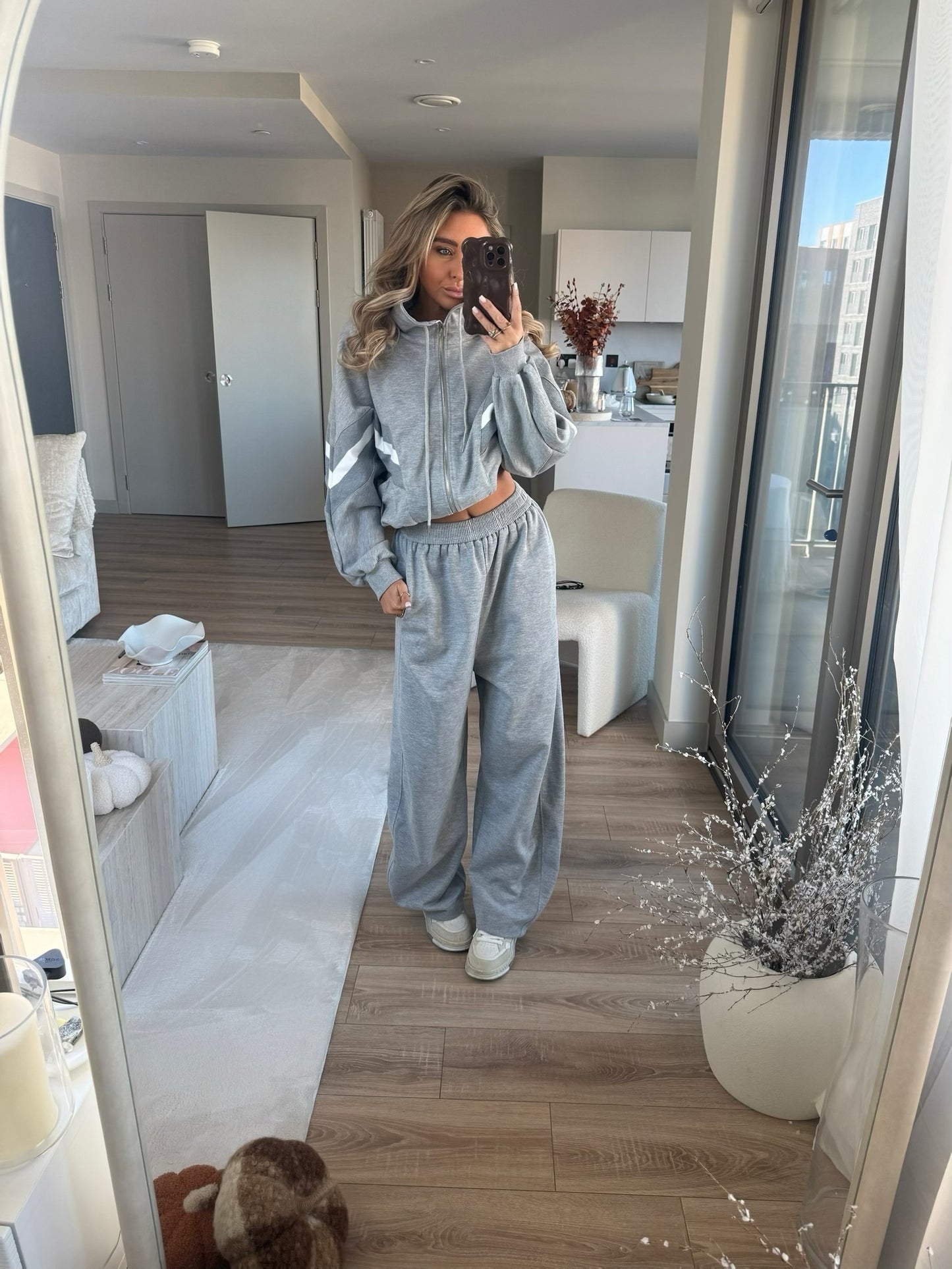 Contrast Funnel Neck Jacket - Grey