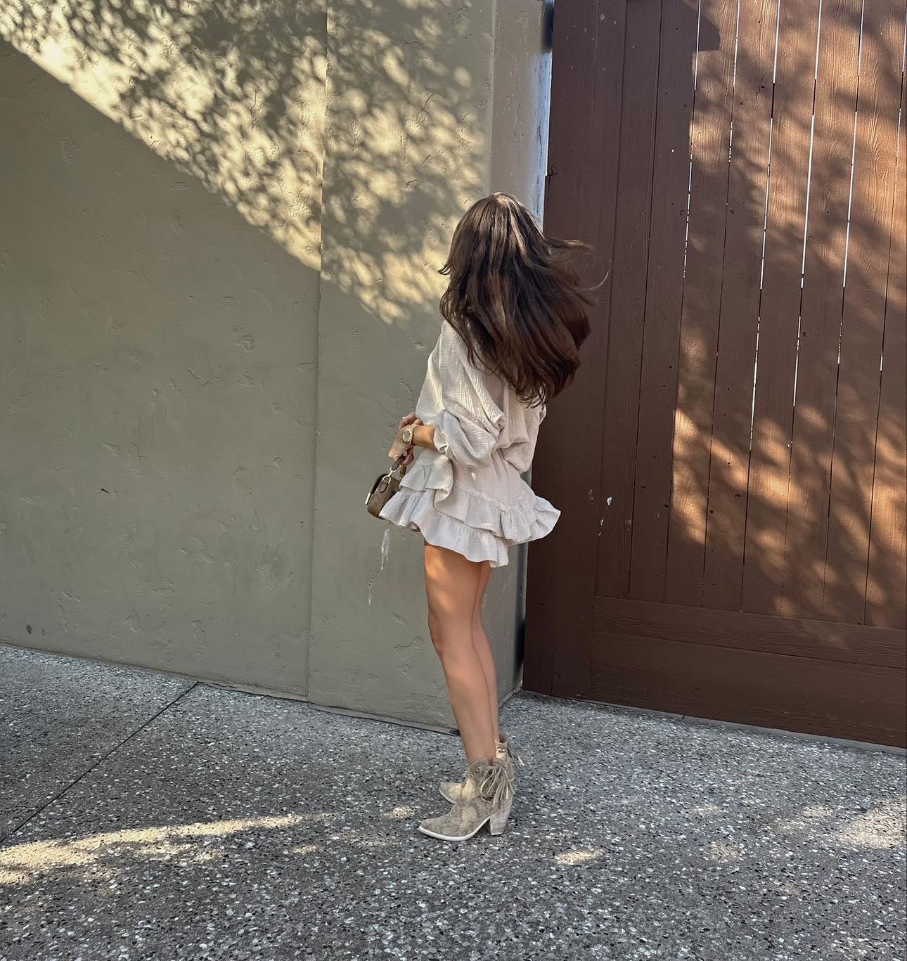 Taupe Tulum Frill Shorts Set