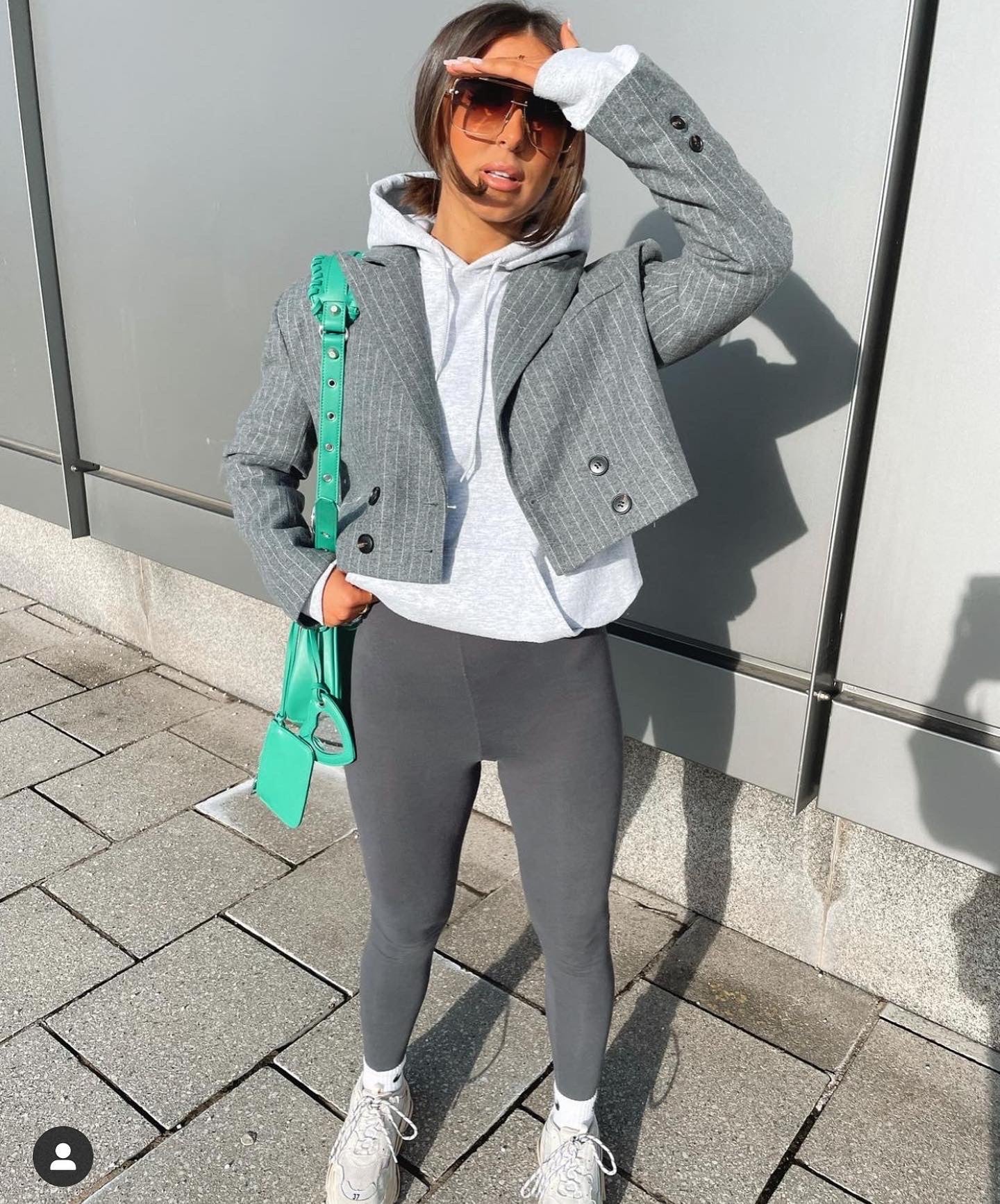 Pinstripe Grey Cropped Blazer