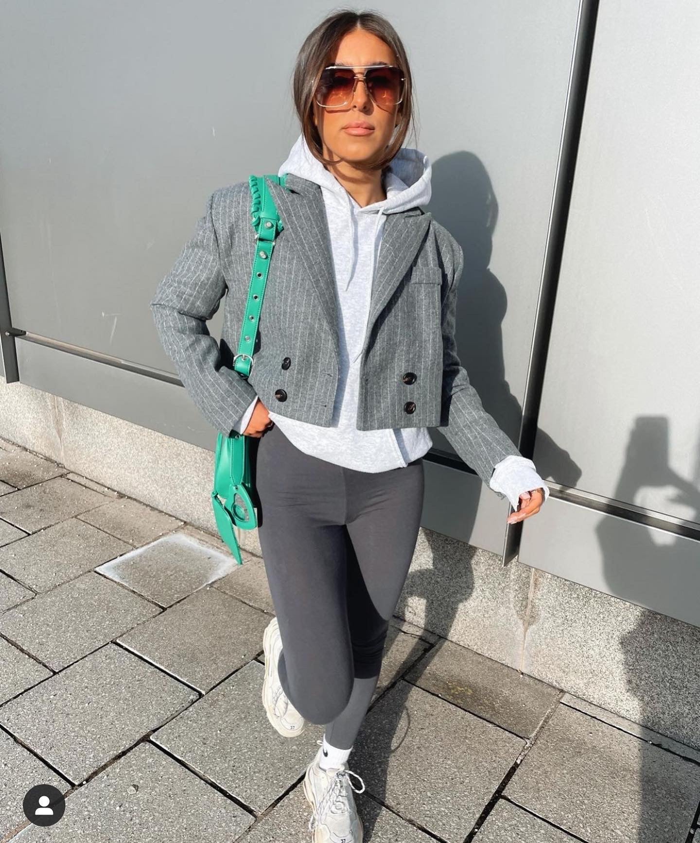 Pinstripe Grey Cropped Blazer