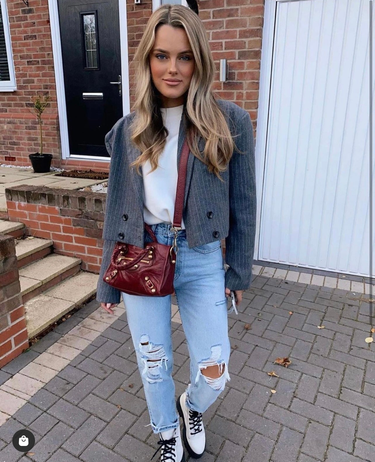 Pinstripe Grey Cropped Blazer