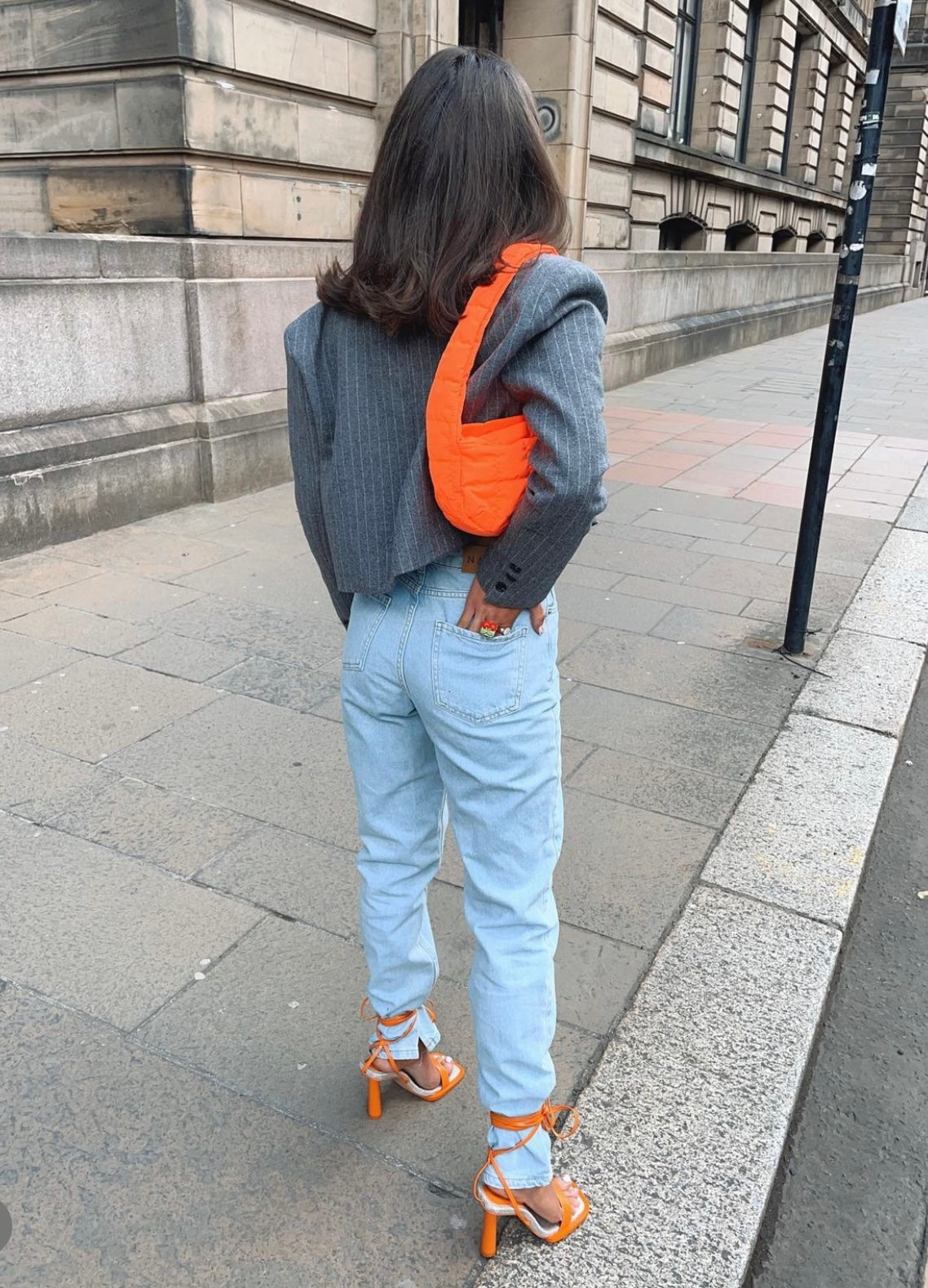 Pinstripe Grey Cropped Blazer