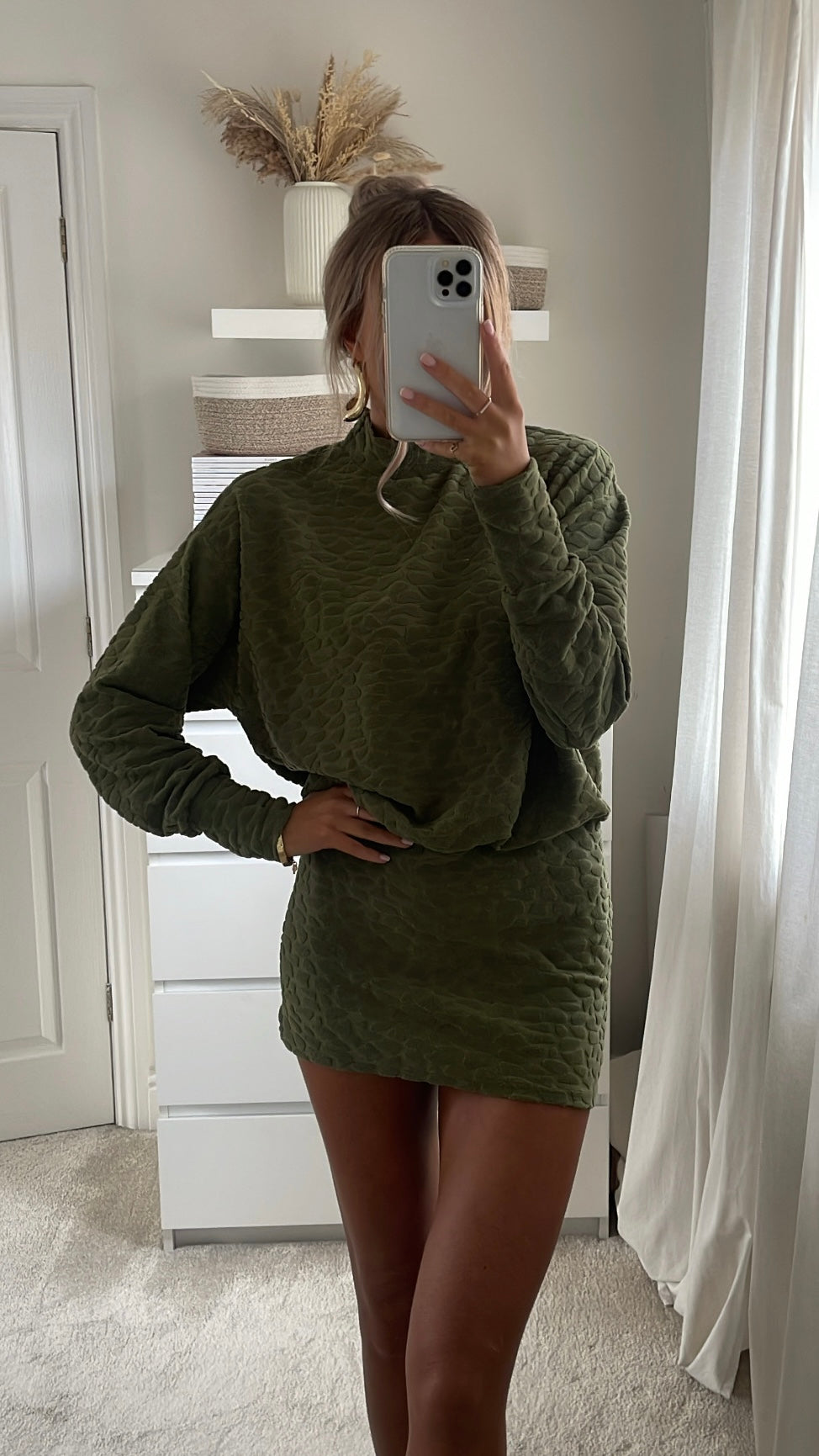 Gigi High Neck Dress - Khaki