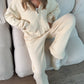 Hooded Knit Tracksuit - Cream