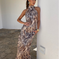 Cavalli Halterneck Maxi Dress - Desert