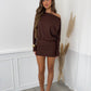 SERENA Long Sleeve Slinky Dress - Chocolate