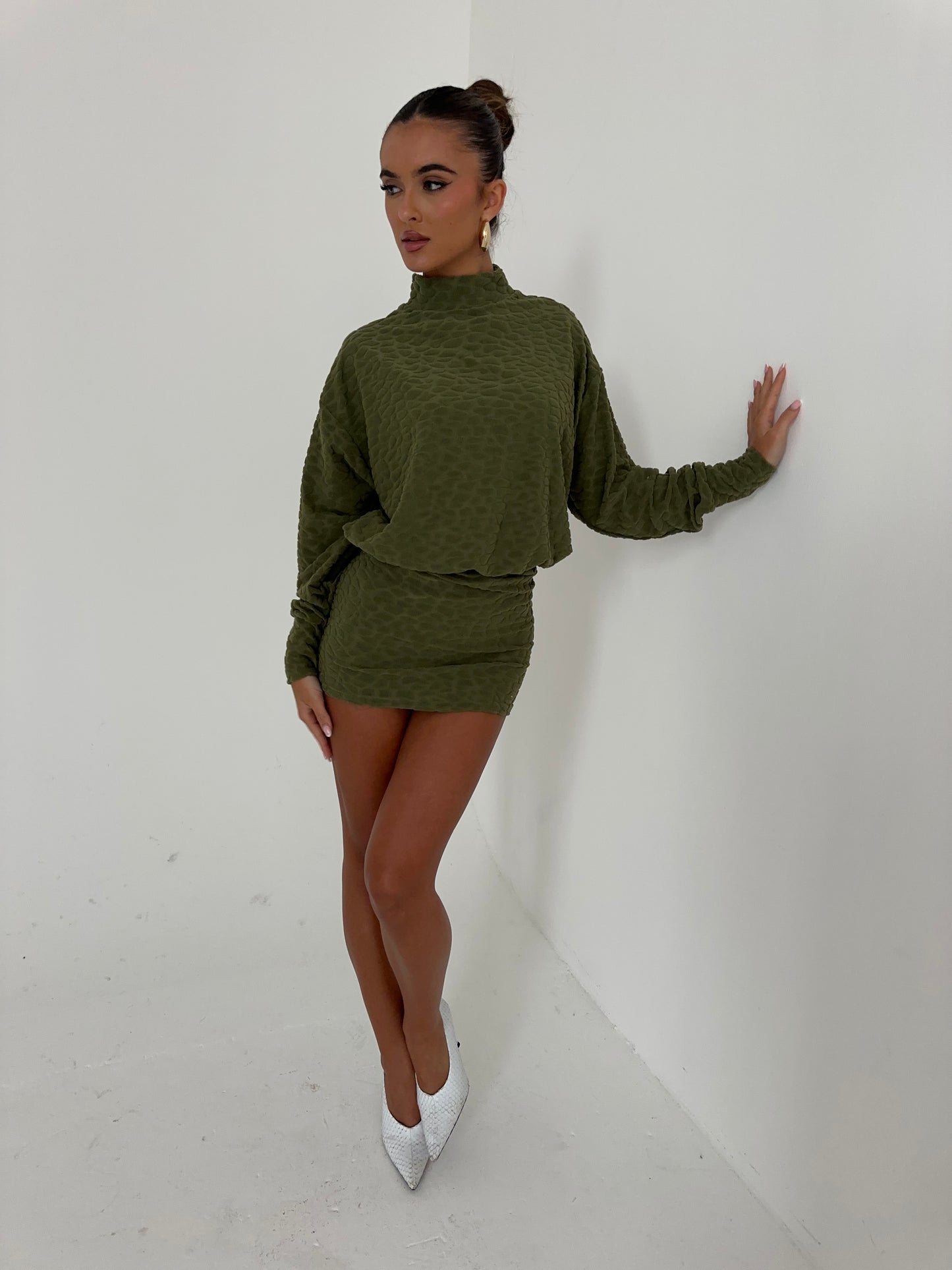 Gigi High Neck Dress - Khaki
