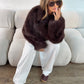 Faux Fur Jacket - Brown