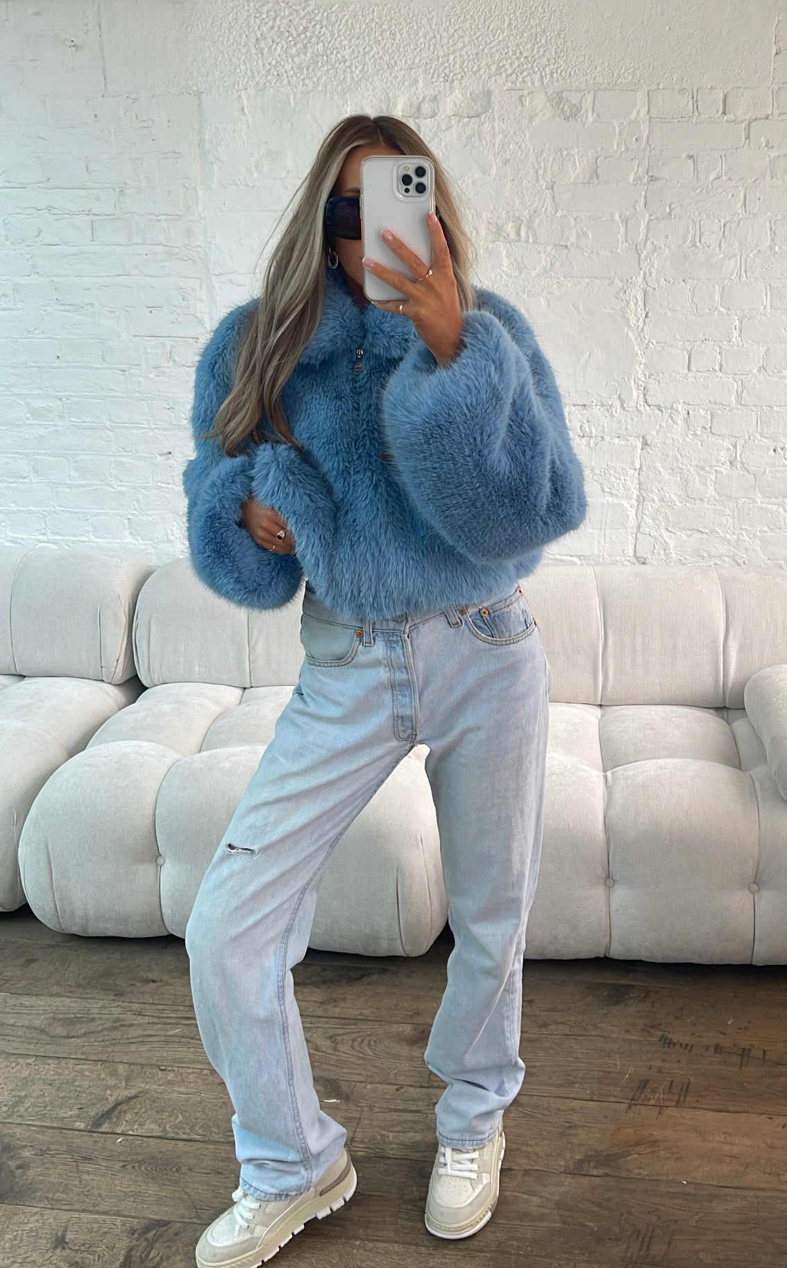 Faux Fur Jacket - Blue