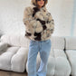 Faux Fur Jacket - Cow Print
