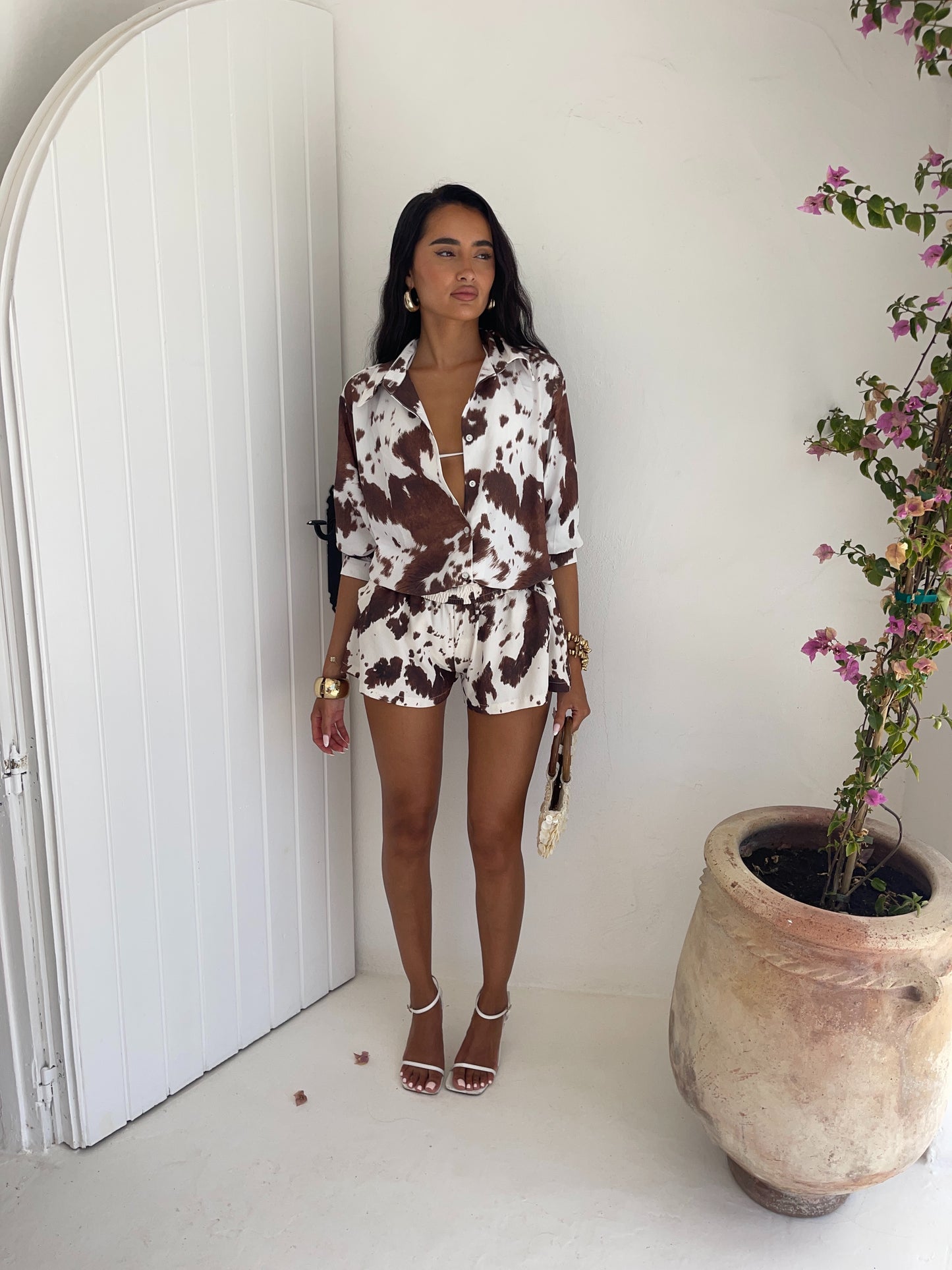 Texas Cow Print Shorts Co-Ord