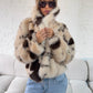 Faux Fur Jacket - Cow Print