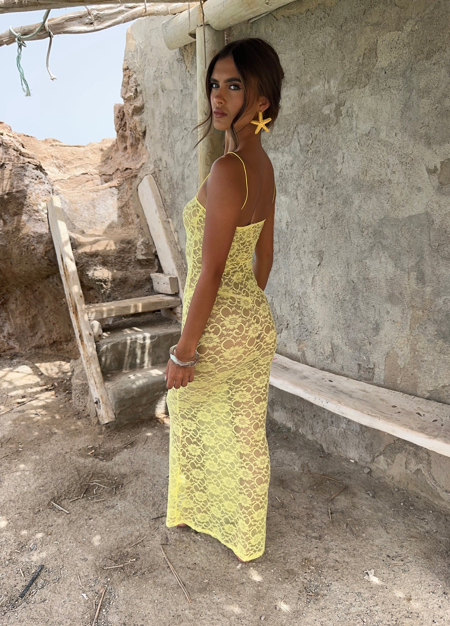 Sorrento Lace Dress - Lemon