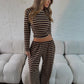 Stripe Loungewear Tracksuit - Brown
