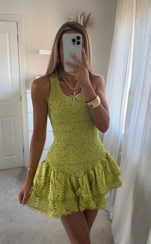Janeiro Frill Dress - Lime