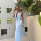 Riviera Plunge Maxi Dress - Blue