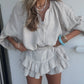 Tulum Frill Shorts Set - Taupe