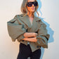 Balloon Sleeve Cropped Trench - Khaki