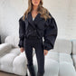 Balloon Sleeve Cropped Trench - Black