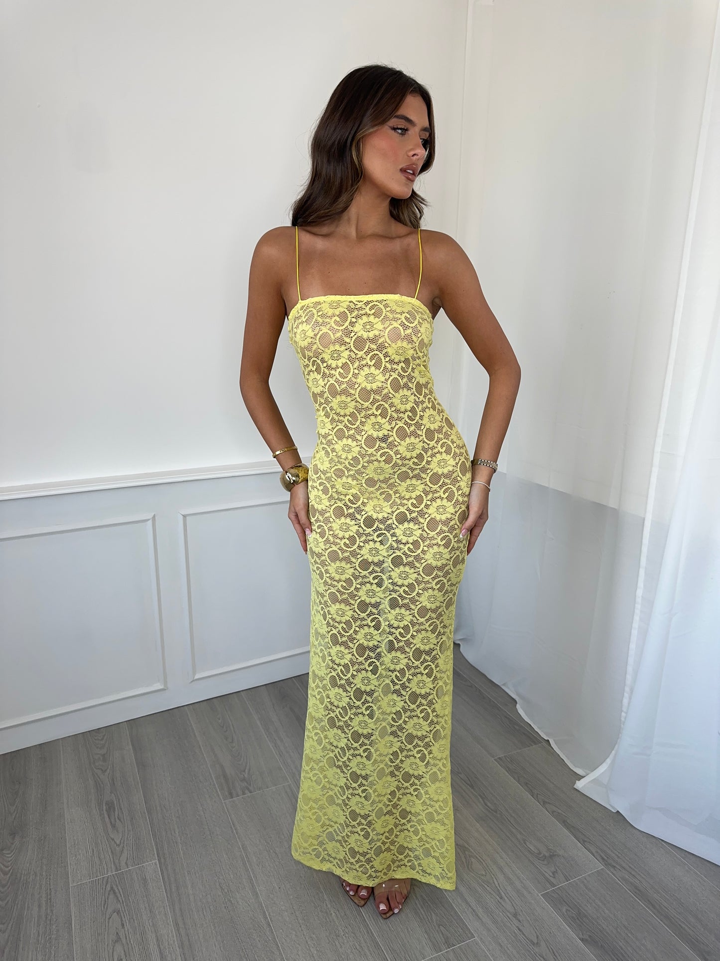 Sorrento Lace Dress - Lemon