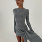 ASPEN Shimmer Tie Dress - Silver