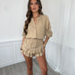 Camel Tulum Frill Shorts Set