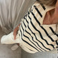White Stripe Knit Co ord Loungewear