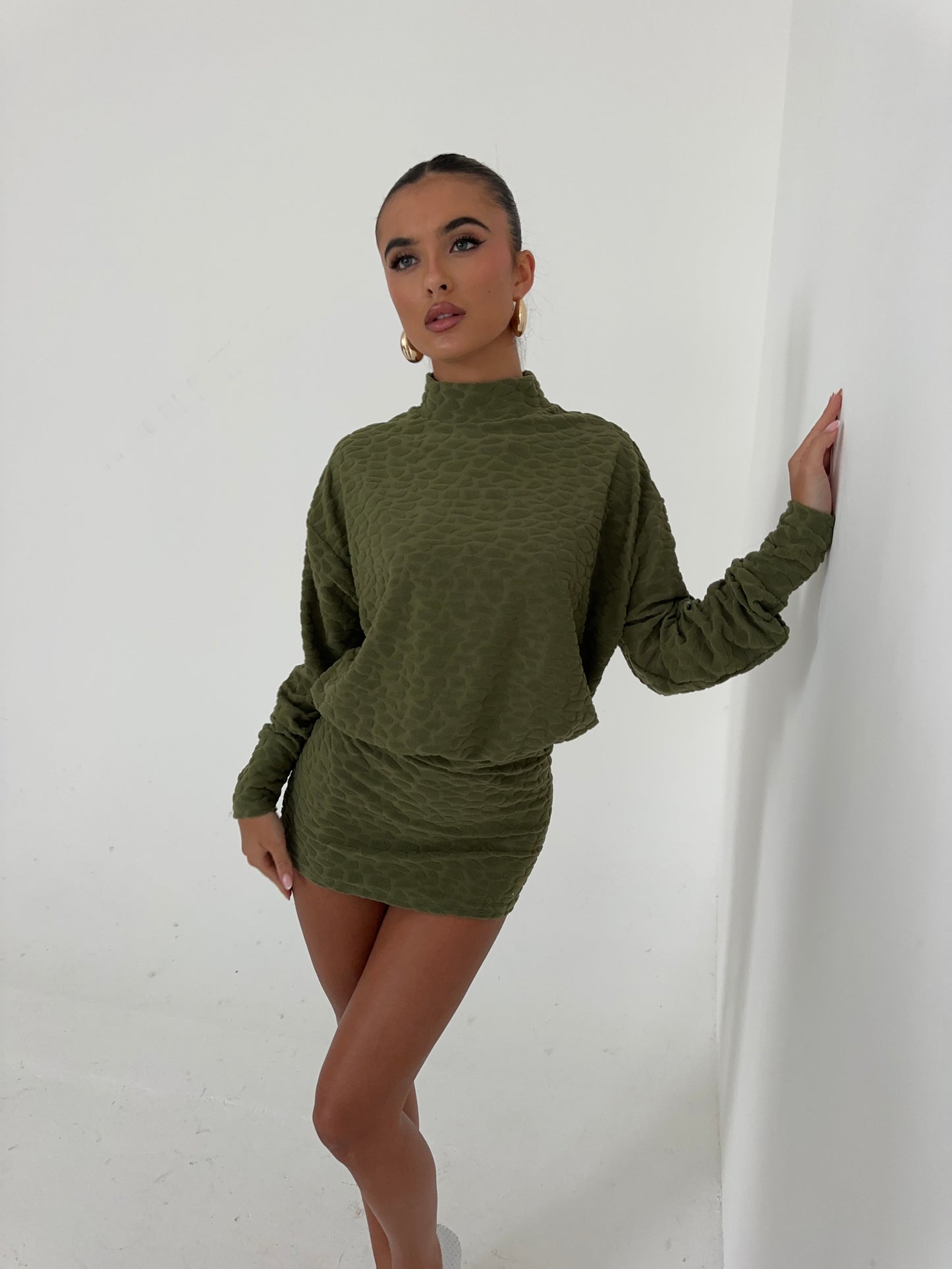 Gigi High Neck Dress - Khaki