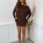 SERENA Long Sleeve Slinky Dress - Chocolate