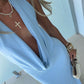 Riviera Plunge Maxi Dress - Blue