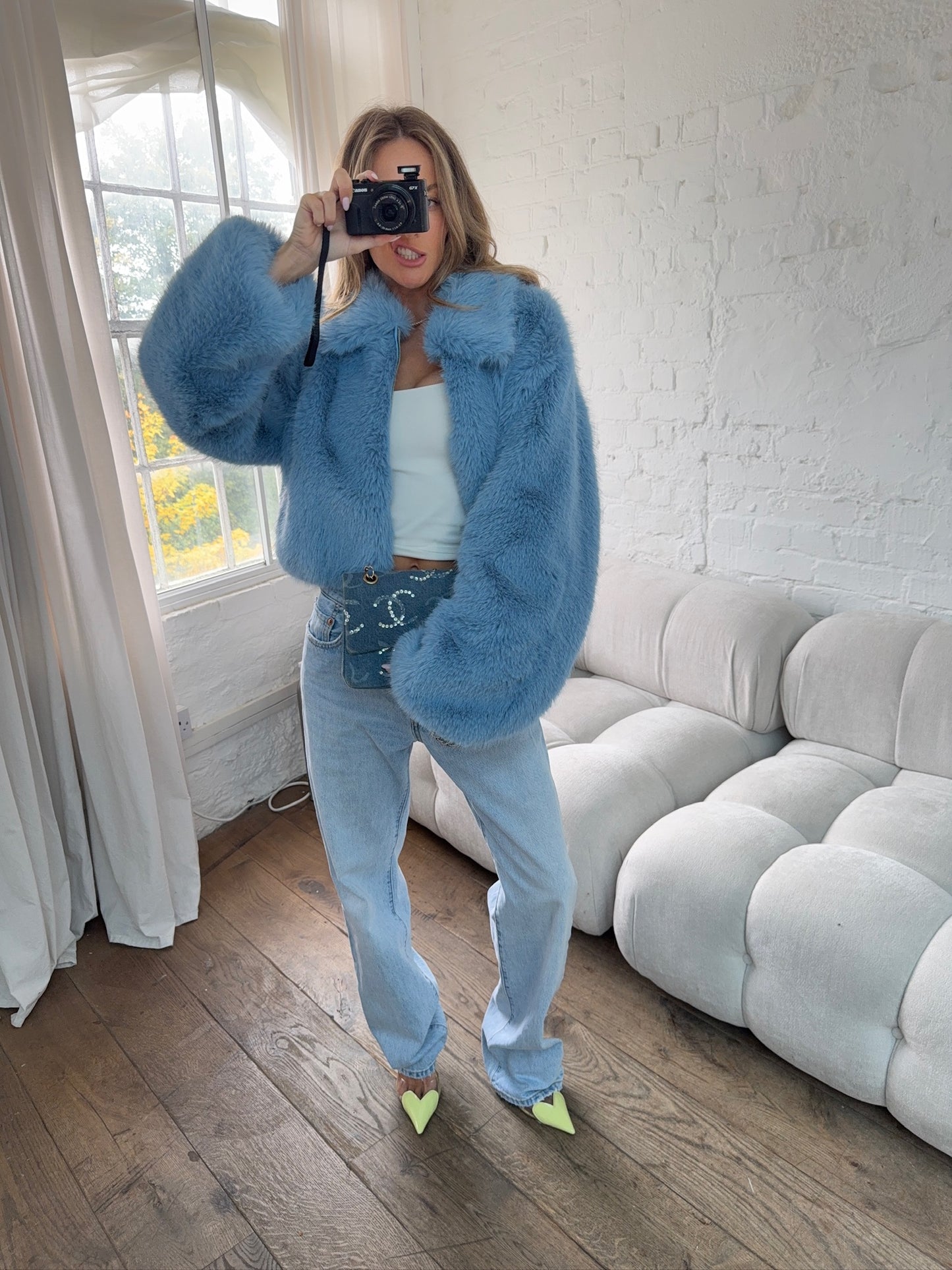 Faux Fur Jacket - Blue