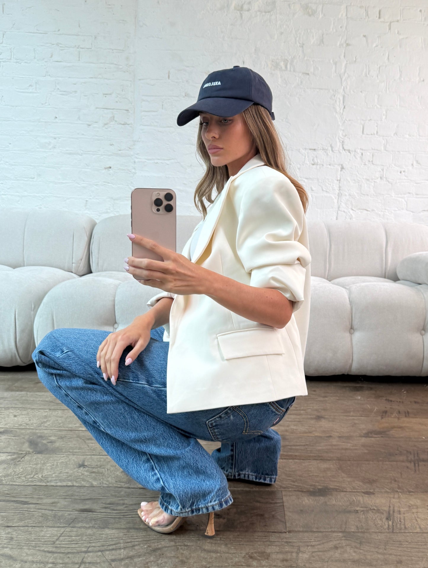 Oversized Boxy Fit Blazer - Cream