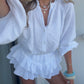 Tulum Frill Shorts Set - White