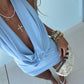 Riviera Plunge Mini Dress - Blue