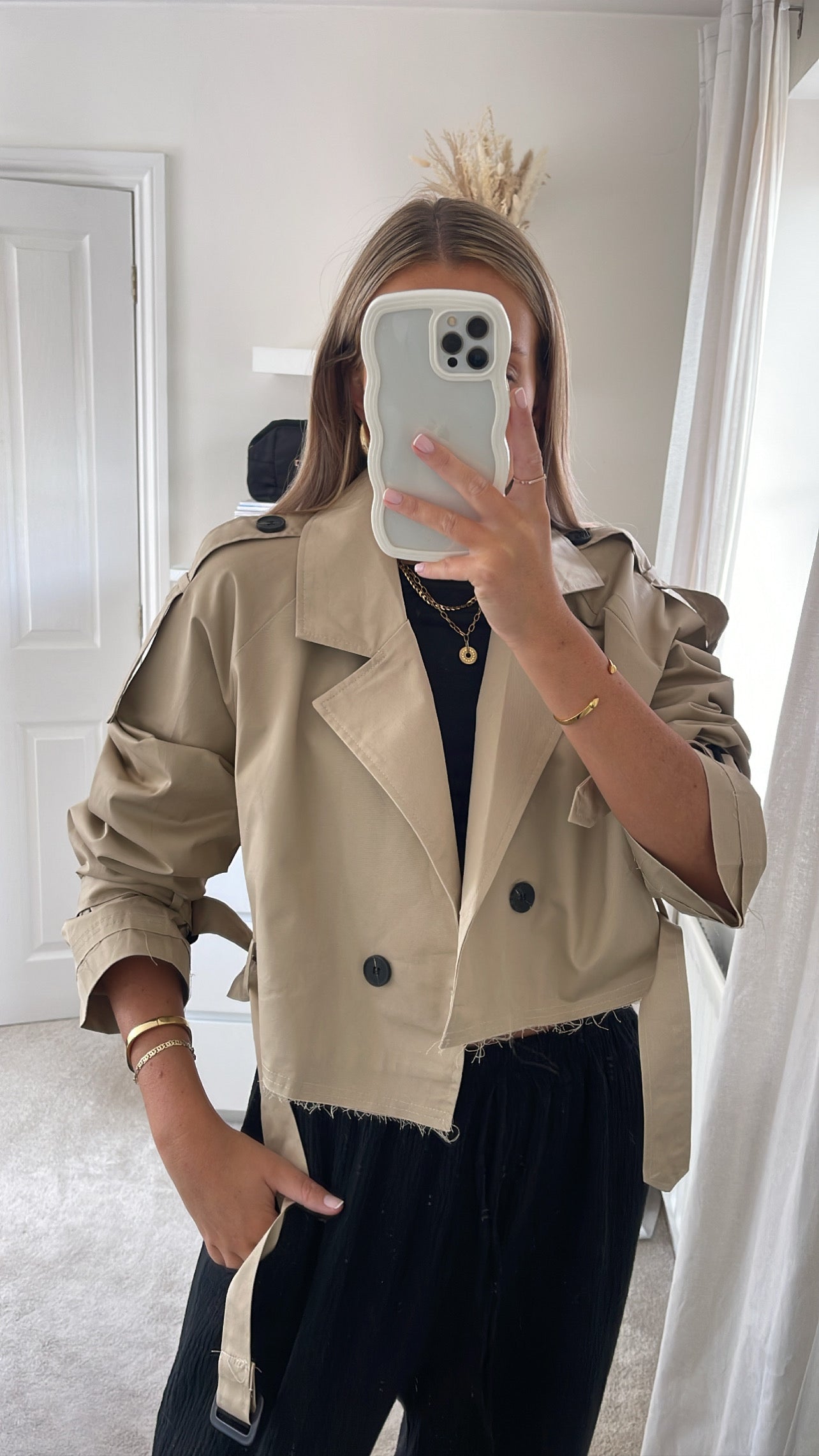 Cropped Trench Jacket- Sand