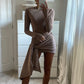 ASPEN Shimmer Tie Dress - Rose Gold