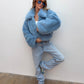 Faux Fur Jacket - Blue