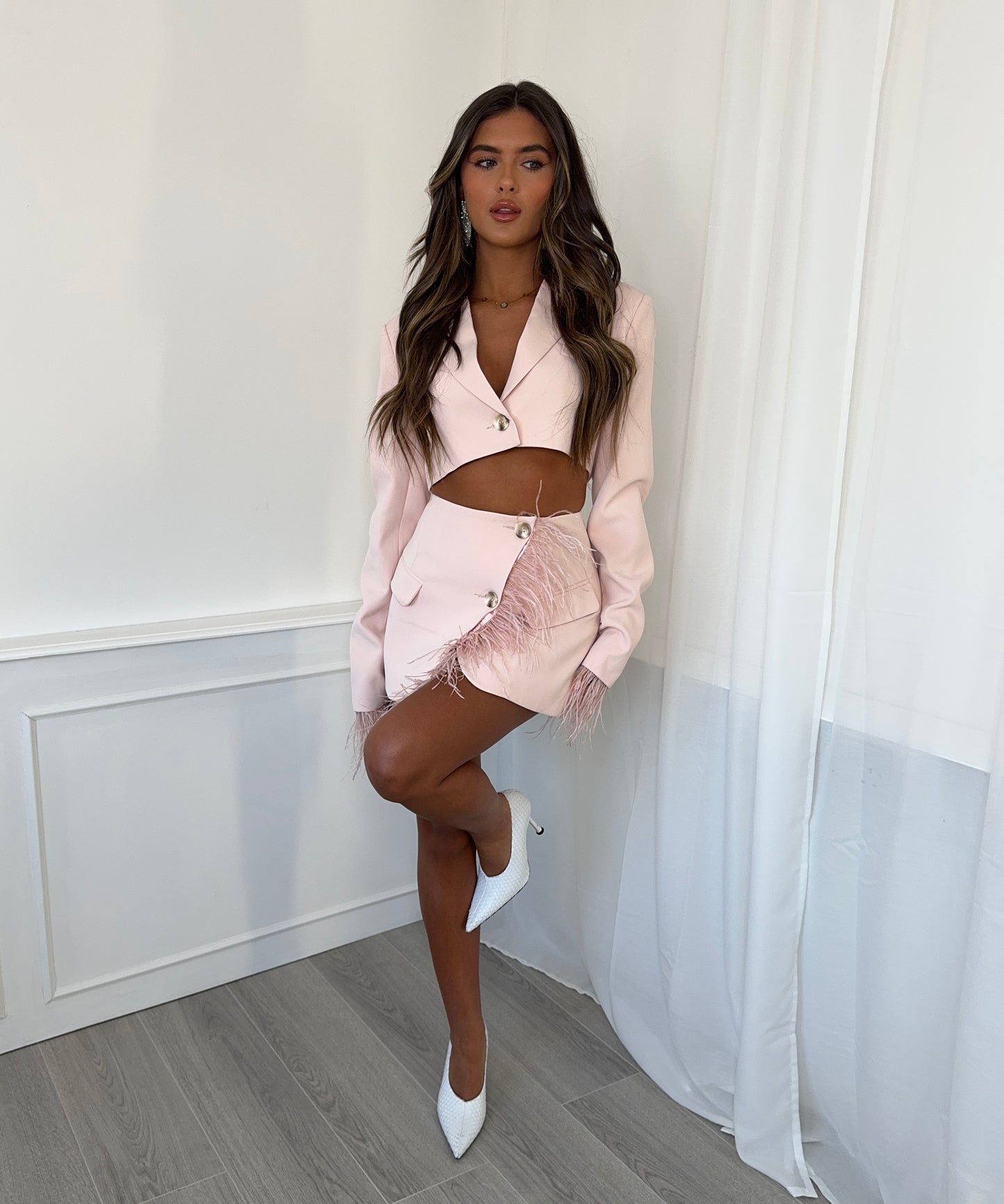 Cindy Feather Skirt - Blush Pink